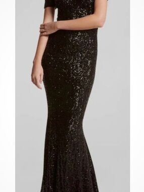 Michael Kors Collection Black Sequined Formal Evening Gown size 4